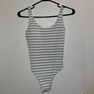 Abercrombie & Fitch Swimsuit Size S Small Navy & White Stripe Low Back One Piece